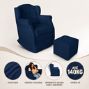Ver imagem 2 de Poltrona Amamentação Cadeira Reforçada Balanço Puff Suede:Azul Marinho