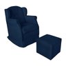 Poltrona Amamentação Cadeira Reforçada Balanço Puff Suede:azul Marinho - 2