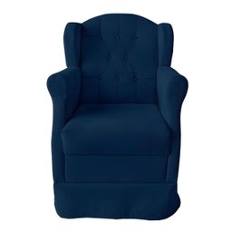 Poltrona Amamentação Cadeira Reforçada Balanço Puff Suede:azul Marinho - 8