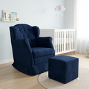 Ver imagem 1 de Poltrona Amamentação Cadeira Reforçada Balanço Puff Suede:Azul Marinho