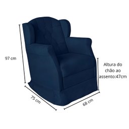 Poltrona Amamentação Cadeira Reforçada Balanço Puff Suede:azul Marinho - 3