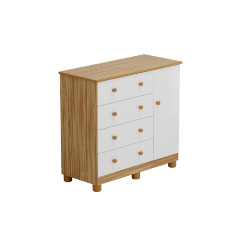Cômoda Infantil Peroba Júnior em 100% Mdf Branco com Amêndoa