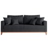 Sofá Beny 3 Lugares Com Base de Madeira - Linho Grafite - 2