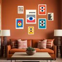 Ver imagem 2 de Kit 7 Quadros Bauhaus - Famous Geometric Abstract - com Vidro:madeira Branca