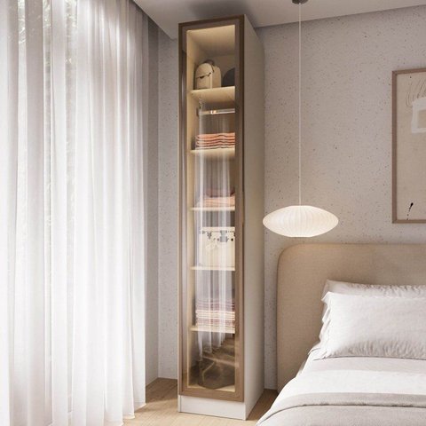 Guarda Roupa Planejado 100% MDF 1 Porta Reflecta Orion CabeCasa MadeiraOriginals Bege