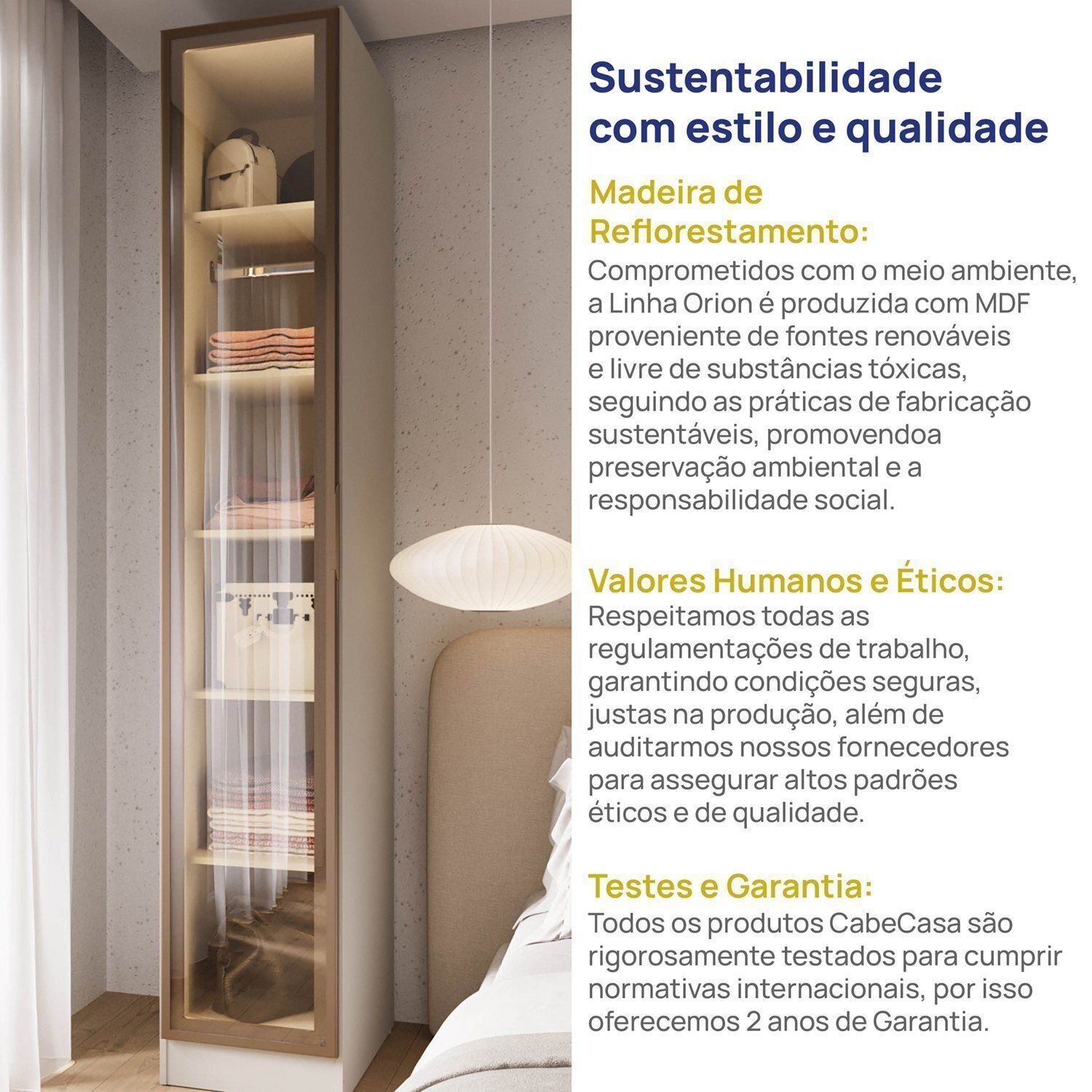 Guarda Roupa Modulado 100% MDF 1 Porta Reflecta Orion CabeCasa