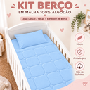 Ver imagem 4 de Kit de Berço 03 Pçs Malha 100% Algodão Azul Claro