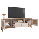 Ver imagem 6 de Rack Bancada Tv 60 Pol 160cm Pé Madeira Dalva Off/cedro C14 - Mpozenato