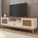 Ver imagem 1 de Rack Bancada Tv 60 Pol 160cm Pé Madeira Dalva Off/cedro C14 - Mpozenato