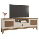 Ver imagem 2 de Rack Bancada Tv 60 Pol 160cm Pé Madeira Dalva Off/cedro C14 - Mpozenato