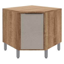 Balcão De Canto Armário Baixo Oblíquo 1 Porta 1 Prateleira Cozinha Multiuso Marrom Madeira Cinza - 2