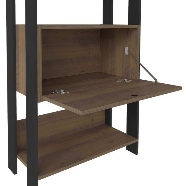 Conjunto 2 Estantes Match Porta Basculante Compacta Home Office Pinho/preto Artely Móveis - 4