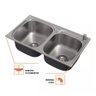 Cuba Cozinha Gourmet Pia Dupla Quadrada Inox 2 Bojos com Cesta 68x48 - 2