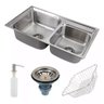 Cuba Cozinha Gourmet Pia Dupla Quadrada Inox 2 Bojos com Cesta 68x48 - 1