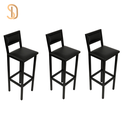 Ver imagem 1 de Kit 3 Banquetas  Alta Industrial Estofada - Courino Preto