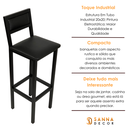 Ver imagem 3 de Kit 3 Banquetas  Alta Industrial Estofada - Courino Preto