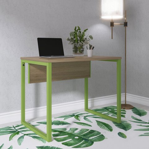 Escrivaninha Mesa Escritório PE25 90cm Noce Naturalle e Verde Miró Cinza/Marromle