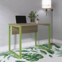 Ver imagem 1 de Escrivaninha Mesa Escritório PE25 90cm Noce Naturalle e Verde Miró Cinza/Marromle