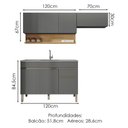 Ver imagem 3 de Cozinha Modulada 3 Pecas Balcao Pia Line Ktp Gris Cp Freijo