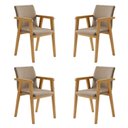 Ver imagem 1 de Kit 4 Cadeiras com Braço para Sala de Jantar Pés Madeira Maciça Flora Bege/Cinamomo