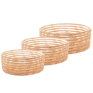 Cj 3 Cestas Redondas Retas de Fibra Bege Palm - Lyor