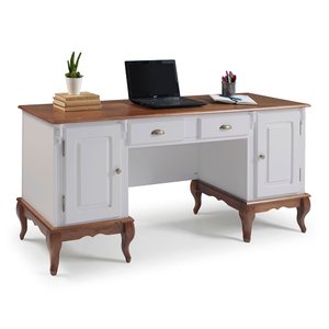 Escrivaninha Hannover 2 Portas e 2 Gavetas Divisor de Ambiente 60813 Linz Moveis - Off White/imbuia