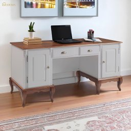 Escrivaninha Hannover 2 Portas e 2 Gavetas Divisor de Ambiente 60813 Linz Moveis - Off White/imbuia - 1
