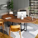 Ver imagem 1 de Mesa de Reunião Orgânica sem Gavetas 270cm Nogal com Preto F5 Office