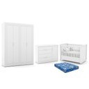 Ver imagem 1 de Dormitório Tutto New 4 Portas, Cômoda 1 Porta, Berço Branco Soft com Colchão - Matic Móveis