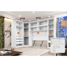 Guarda Roupa Modulado Casal Safira 008 em Mdf com 8 Portas e 4 Gavetas - 4
