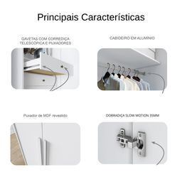 Guarda Roupa Modulado Casal Safira 008 em Mdf com 8 Portas e 4 Gavetas - 4 Guarda Roupa Modulado Casal Safira 008 em Mdf com 8 Portas e 4 Gavetas - 4