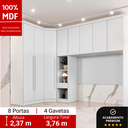 Ver imagem 2 de Guarda Roupa Modulado Casal Safira 008 em MDF com 8 Portas e 4 Gavetas Una Mobília