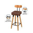 Ver imagem 2 de Kit 2 Banquetas Alta com Encosto Ergonômica para Cozinha Pés Madeira Quadrada