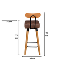 Ver imagem 3 de Kit 2 Banquetas Alta com Encosto Ergonômica para Cozinha Pés Madeira Quadrada