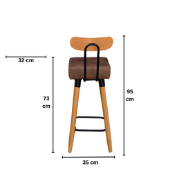 Kit 2 Banquetas Alta com Encosto Ergonômica para Cozinha Pés Madeira Quadrada - 3
