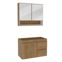 Ver imagem 3 de Armário de Banheiro Travertino 80 Cm 3 Portas 2 Gavetas com Espelho Freijó/creme - Politorno