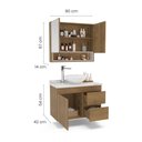 Ver imagem 5 de Armário de Banheiro Travertino 80 Cm 3 Portas 2 Gavetas com Espelho Freijó/creme - Politorno