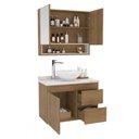 Ver imagem 4 de Armário de Banheiro Travertino 80 Cm 3 Portas 2 Gavetas com Espelho Freijó/creme - Politorno