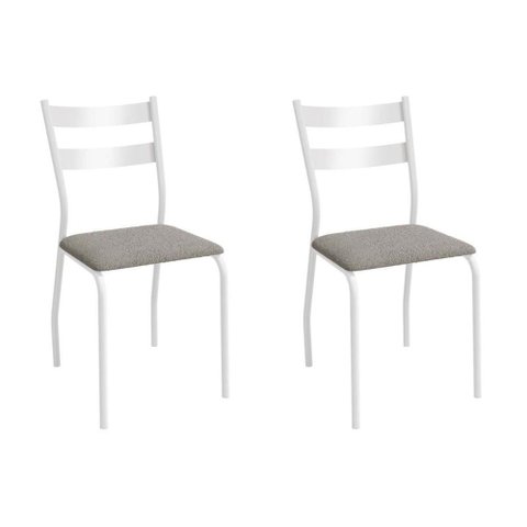 Cadeira Sala de Jantar Bali 2c141br Aço Kit 2 Un Branco/boucle Cinza - Kappesberg