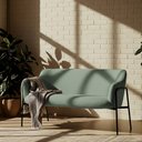 Ver imagem 2 de Sofá Namoradeira 02 Lugares 130cm Jade Base Preto Bouclé Verde Claro - Nexta Casa