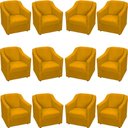 Ver imagem 1 de Kit 12 Poltronas Mila Pé de Plástico Cromado - Mostarda Suede