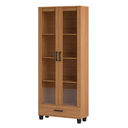 Ver imagem 2 de Estante para Livros 1 Gaveta 2 Portas Vidro Industrial Freijó - Dalla Costa