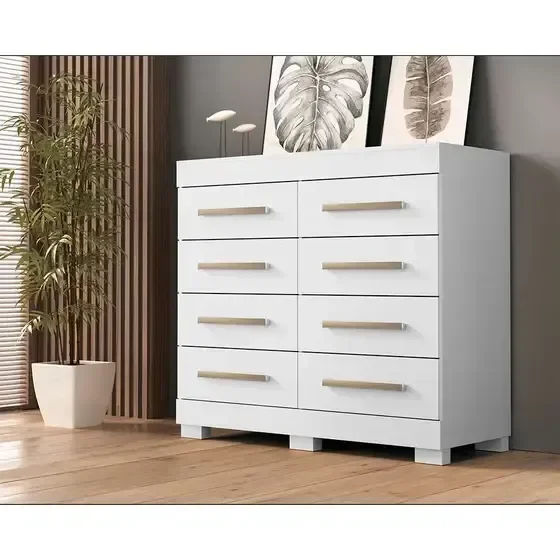 Cômoda com 08 Gavetas Nalu Acp 100% Mdf - Branco - 2