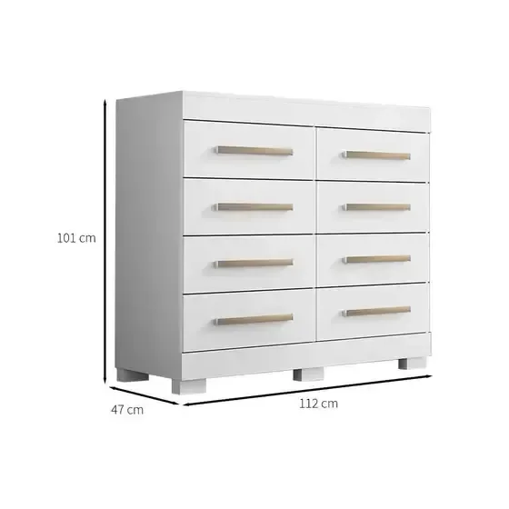 Cômoda com 08 Gavetas Nalu Acp 100% Mdf - Branco - 3