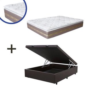 Cama Box Baú Casal Colchão Molas Ensacadas + Box Marrom 63x138x188cm