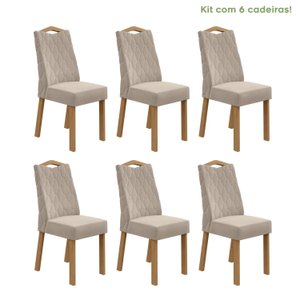 Kit com 6 Cadeiras para Sala de Jantar Vênus