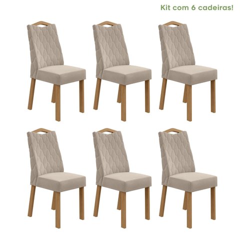 Kit com 6 Cadeiras para Sala de Jantar Vênus