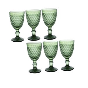 Conjunto 6 Taças 325 Ml P/água de Vidro Bico de Abacaxi Verde Lyor 6465