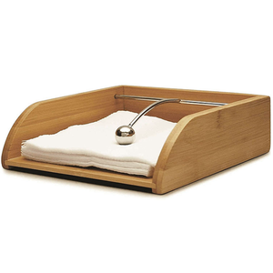 Porta Guardanapos de Mesa Sense Press Suporte Porta Guardanapo de Bambu e Metal Decoração Mesa Posta