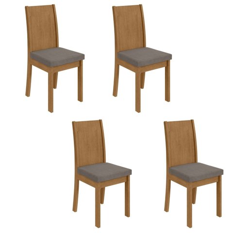 Kit 4 Cadeiras de Jantar Estofadas Athenas Marrom Amêndoa Clean/Off White/Suede Animale Bege